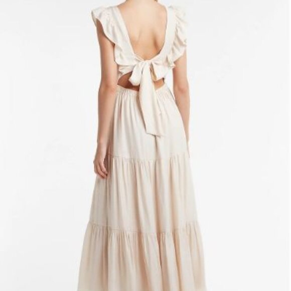 NWT Express Tiered Ruffle Cut-Out Back Maxi Dress - size XL - Picture 2 of 4